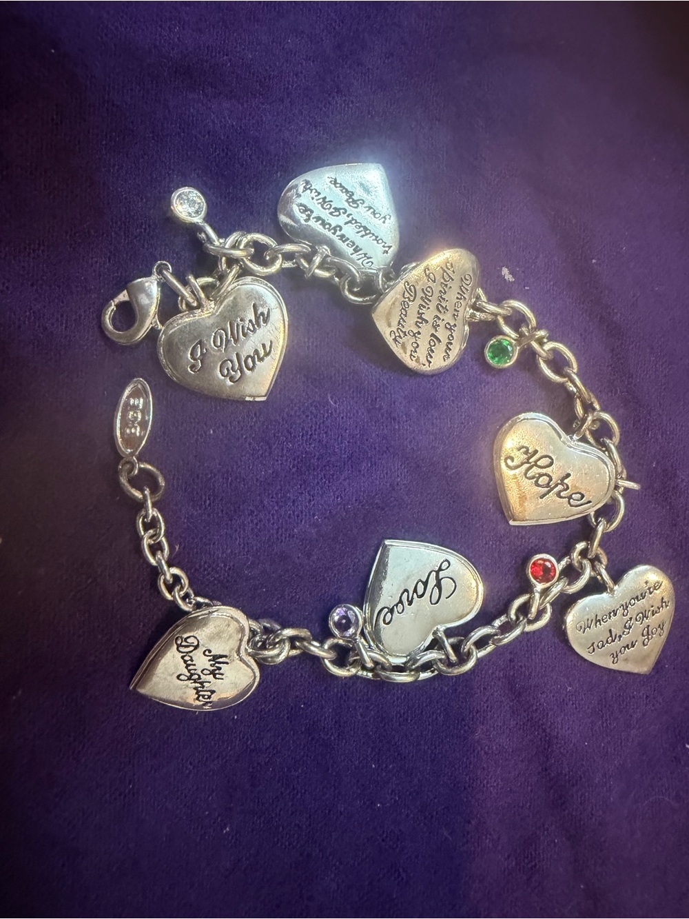Bradford Exchange Charm Bracelet Inspirational Engraved Hearts Daughter